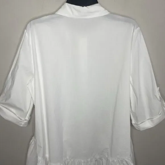 MADEWELL Shirt Dress Women XS Button Front Mini Cotton Poplin Crisp White NS126 - Picture 10 of 13